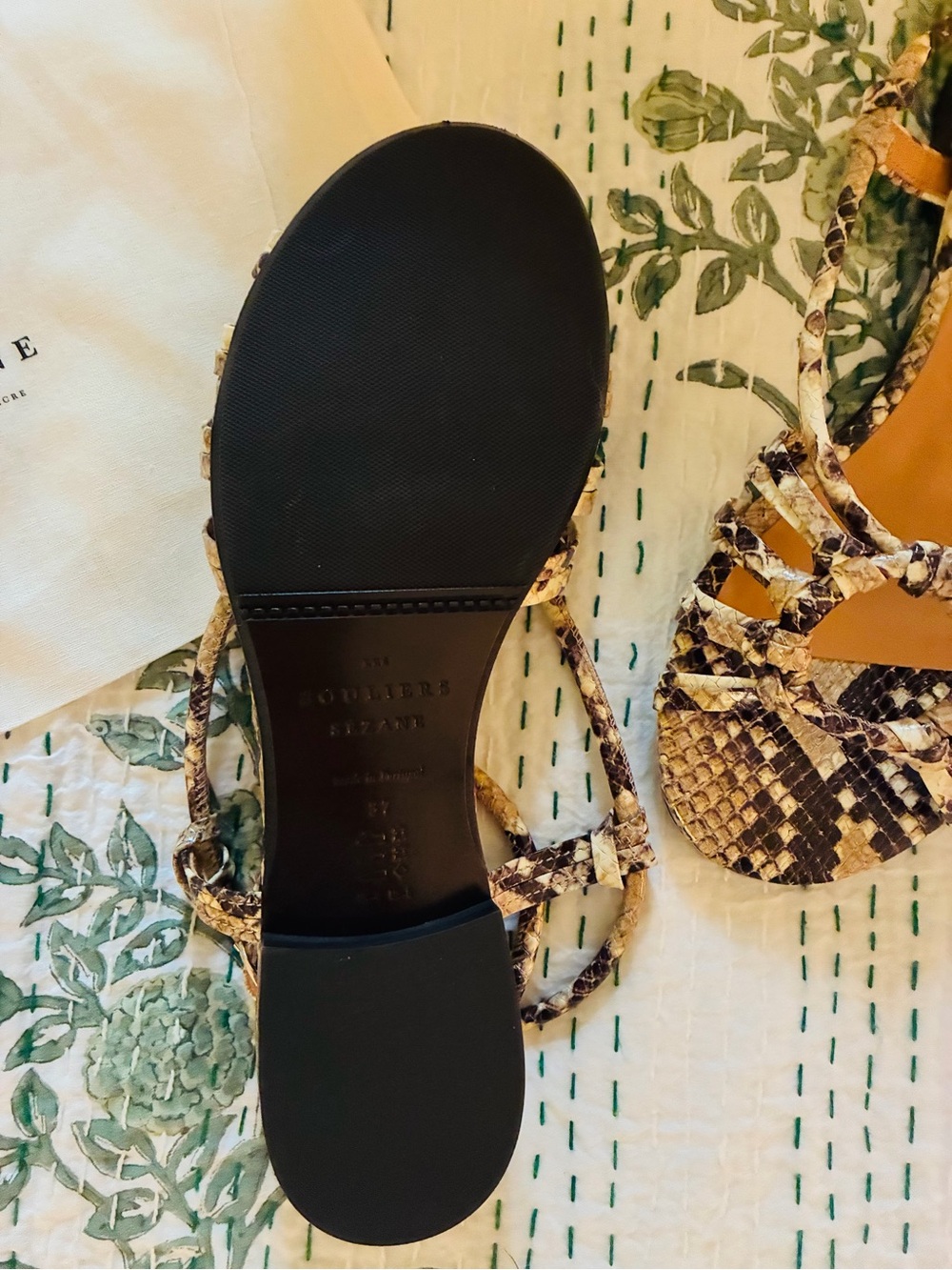 NIB Sezane Gloria Low Sandals in Ecru Python - Picture 5 of 9